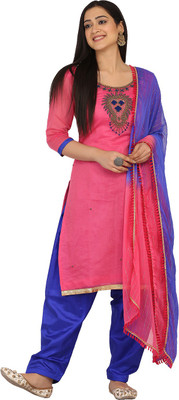 Shaily Retails Cotton Blend Embroidered Salwar Suit Material