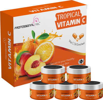 PROFESSIONAL FEEL Tropical Vitamin C Facial Kit, Diamond Series Suitable For all Age, Best In-stat Glow Facial Kit Ever in INDIA(5 x 50 g)