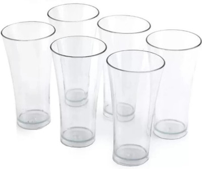 Opce (Pack of 6) Latest 6 Pcs Plastic Diamond Design Unbreakable Stylish Transparent Water Glass/Juice Glass/Beer Glass/Wine Glass Plastic Glass Set Glass Set Water/Juice Glass(250 ml, Plastic, Clear)
