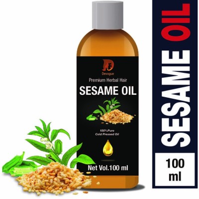 Devogue Organic Sesame Oil (Pure Cold Pressed Oil) For Hair, Body, Skin Care Hair Oil(100 ml)