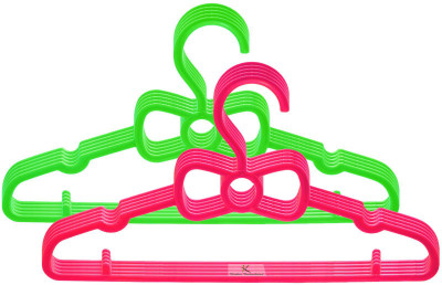 KUBER INDUSTRIES Children's Mizano Plastic Hangers, Kids Hangers Ideal For Everyday Standard Use, Baby Hangers Kids (Green & Pink, 10 Pack)-25_F_KUBMART15061 Plastic Pack of 10 Hangers(Multicolor)