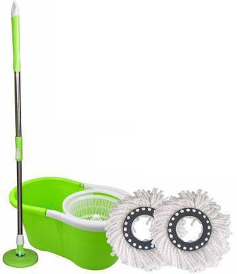 JSN Spin Mop with 2 Microfiber Refill Mop Set(Green)