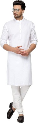 PARALLEL TIMES Men Solid Straight Kurta(White)