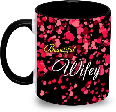 Megharthprint Beautiful Wifiey_in_Black Ceramic Coffee Mug(330 ml)