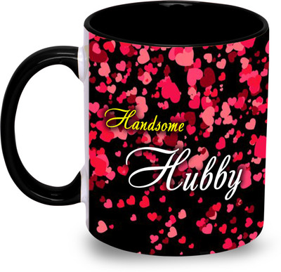 Megharthprint Handsome Hubby_in_Black Ceramic Coffee Mug(330 ml)