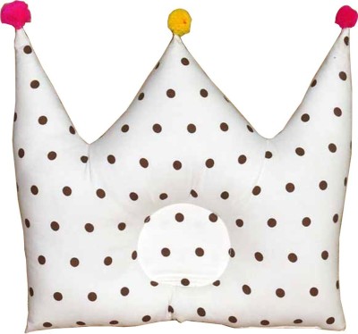 Oscar Home Polyester Fibre Polka Baby Pillow Pack of 1(White, Brown)