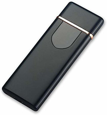IMMUTABLE 494 _RT-PO_Mini Slim Electronic Touch Sensor Metal Lighter USB Rechargeable Windproof Flameless Lighter Cigarette 653 _PRO USB CIG SENSOR Cigarette Lighter(Black)