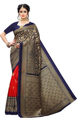 Parvati Creation Printed Mysore Art Silk Saree(Dark Blue)