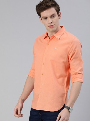 WROGN Men Solid Casual Orange Shirt
