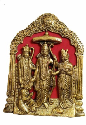 Renown Streets Ram Darbar wall Hanging for home temple and pooja room I Home temple decoration items I ram Darbar Decorative Showpiece  -  22.87 cm(Brass, Gold)