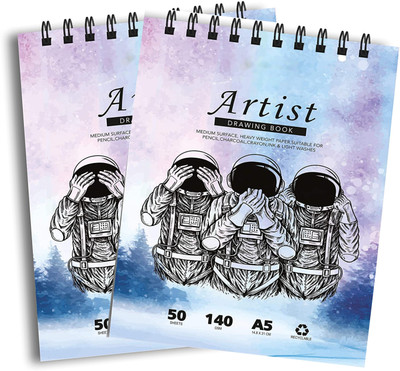 VARIETY A/5 ARTIST SKETCH BOOK 140GSM 50 SHEETS PACK OF 2 Sketch Pad(50 Sheets, Pack of 2)