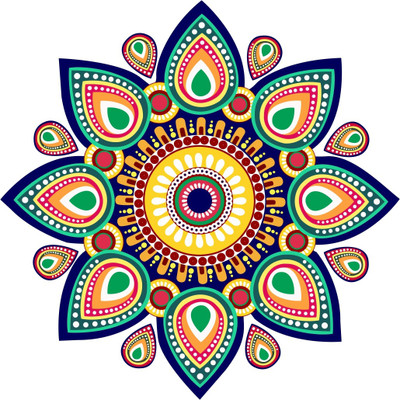 VCREATE DECOR 40 cm Rangoli Removable Sticker(Pack of 1)