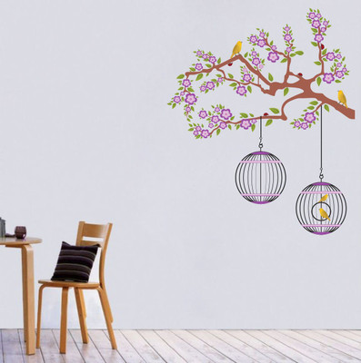 VCREATE DECOR 58 cm Tree lamp Removable Sticker(Pack of 1)