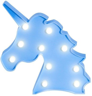 BONZEAL 3D Unicorn Night Light Marquee LED Desk Table Wall Hanging Lamp Night Lamp(27 cm, Blue)