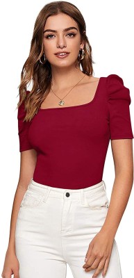 Istyle Can Casual Solid Women Maroon Top