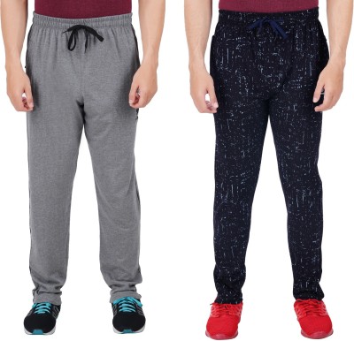 FEEL TRACK Printed Men Grey, Dark Blue Track Pants