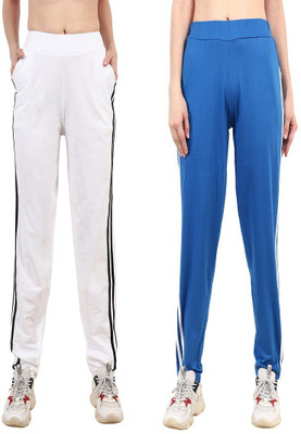 Clothina Solid Women White, Black Track Pants