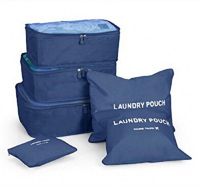 Kanha 6 in 1 Multi-Functional Secret Pouch Water Resistant Travel Pouch Set with Laundry Bag Undergarments & Cloth Storage Organizer Travelling Set(Blue)