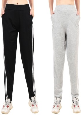 Clothina Solid Women Black, White Track Pants