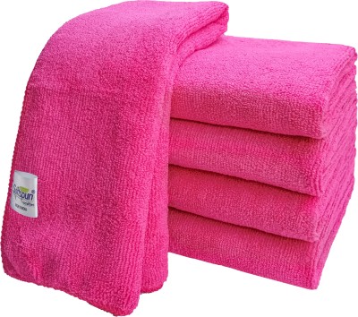 SOFTSPUN Microfiber Cloth - 5 pcs - 40x40 cms - 340 GSM Pink_a3 Wet and Dry Microfiber Cleaning Cloth(5 Units)