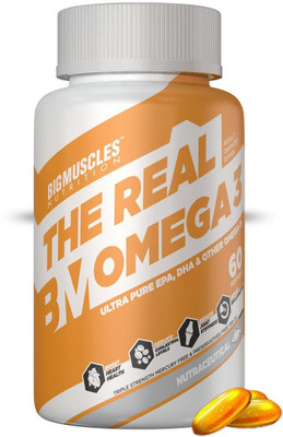 BIGMUSCLES NUTRITION Omega-3 Fish Oil Triple Strength|High Strength DHA EPA Supplement|Mercury Free (60 No) For Rs. 322 @ 48 %