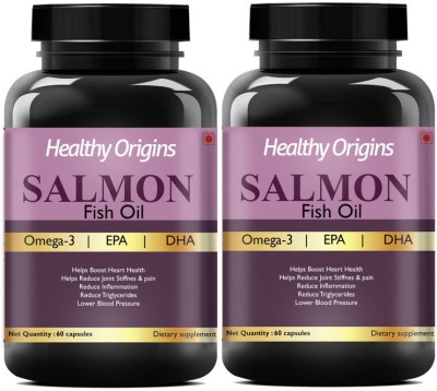 Healthy Origins Salmon Omega-3 Fish Oil Salmon Fish, For Brain, Heart, Joint (Pack Of 2) Ultra(2 x 60 No)