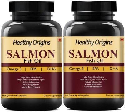 Healthy Origins Salmon Fish Oil with 1000mg Fish Oil and 300mg Omega 3 (Pack Of 2) Ultra(2 x 60 No)