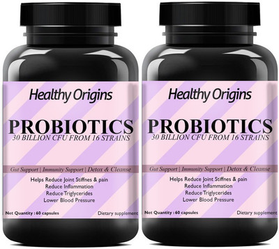 Healthy Origins Probiotic Supplement 30 Billion Cfu & Prebiotics Capsules (Pack Of 2) Pro(2 x 60 No)