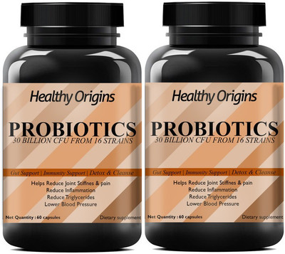 Healthy Origins Pre & Probiotic Supplement - Better Digestion - Gas Relief (Pack Of 2) Pro(2 x 60 No)