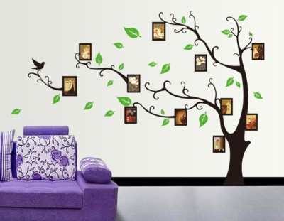 sky decal 58 cm 'Living Family Photo Tree' Wall Sticker (PVC Vinyl, 90 cm x 60 cm, Multicolour) Self Adhesive Sticker(Pack of 1)