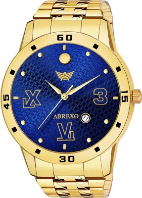 ABREXO Abx8403-Blue Gold BL Blue Dial Gold Platted Bracelet Date Functioning Watch For Boys Analog Watch  - For Boys