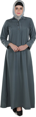 Momin Libas Polyester Solid Abaya(Grey)
