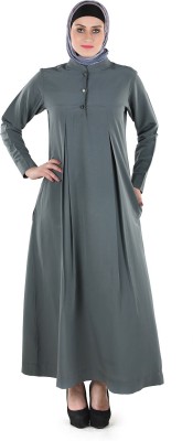 Momin Libas Polyester Solid Abaya(Grey)