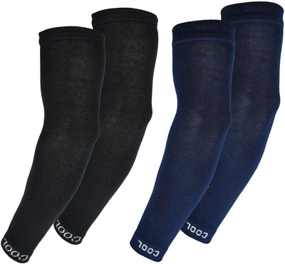 Aadikart Cotton Arm Sleeve For Men & Women(L, Black, Navy Blue)