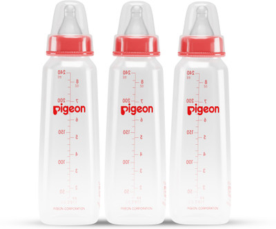 Pigeon NURSING BOTTLE KPP 240ML(RED) NIPPLE-L COMBO (PACK OF 3) - 240 ml(TRANSPARENT)