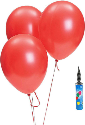 INFISPACE Solid HD Finish Metallic Balloons (100 Red with Pump) Balloon(Red, Pack of 100)