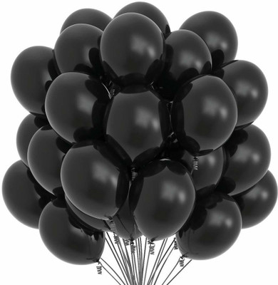 Eos Solid Metallic Long Lasting Stretchable Colored Balloon(Black, Pack of 25)
