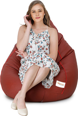 Sattva XXL Tan with Red Piping Teardrop Bean Bag  With Bean Filling(Tan)