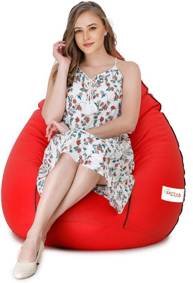 Sattva XXL Red with Black piping Teardrop Bean Bag  With Bean Filling(Red)