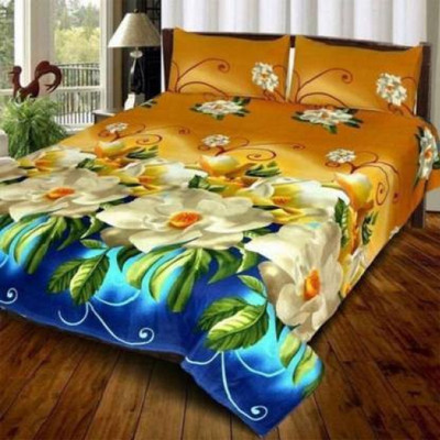Cloude 150 TC Polycotton Double 3D Printed Flat Bedsheet(Pack of 1, 3D Printed)