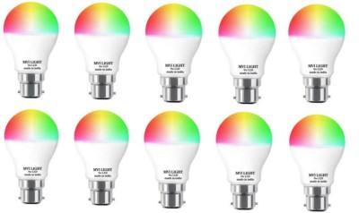 MVL 9 W Round B22 LED Bulb(Multicolor, Pack of 10)