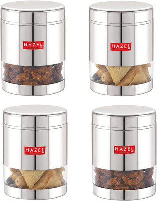 HAZEL Steel Grocery Container  - 800 ml(Pack of 4, Silver)