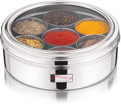 63% OFF on NAALSA MATRIX PRO 18CM Stainless Steel Round Small Masala dabba Spice Box Organiser - 1500 ml Steel Utility Container(Silver)