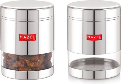 HAZEL Steel Grocery Container  - 800 ml(Pack of 2, Silver)