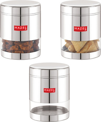 HAZEL Steel Grocery Container  - 800 ml(Pack of 3, Silver)
