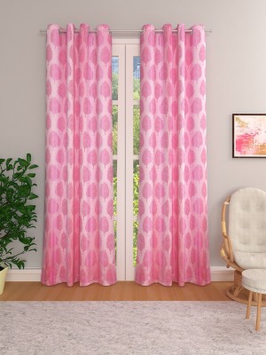 THE CONVERSION 274 cm (9 ft) Jacquard Room Darkening Long Door Curtain (Pack Of 2)(Embroidered, Pink)