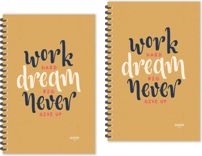 ESCAPER Work Hard Dream Big (Ruled - A5 Size - Pack of 2 Diaries) Designer Motivational Diaries, Quotes on Diaries A5 Diary Ruled 160 Pages(Multicolor, Pack of 2)