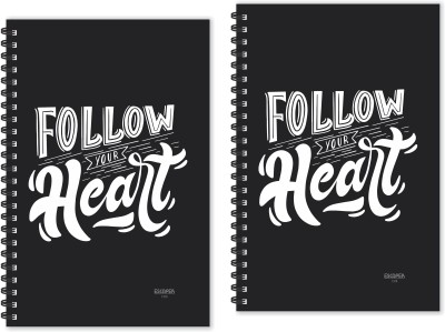 ESCAPER Follow your Heart (Ruled - A5 Size - Pack of 2 Diaries) Designer Motivational Diaries, Quotes on Diaries, Heart Diaries A5 Diary Ruled 160 Pages(Multicolor, Pack of 2)