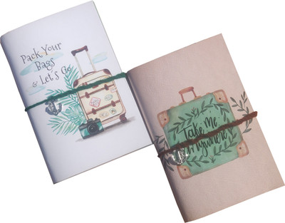 GOONJ CREATIONS Recycled Handmade Paper Assorted Diary Unruled 95 Pages(Green-Brown, Pack of 2)