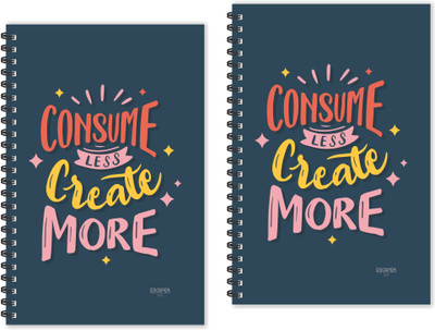 ESCAPER Consume Less Create More (Ruled - A5 Size - Pack of 2 Diaries) Designer Motivational Diaries, Motivational Quotes Diaries A5 Diary Ruled 160 Pages(Multicolor, Pack of 2)